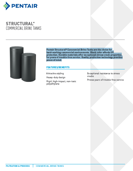 commercial structural brine tank specs